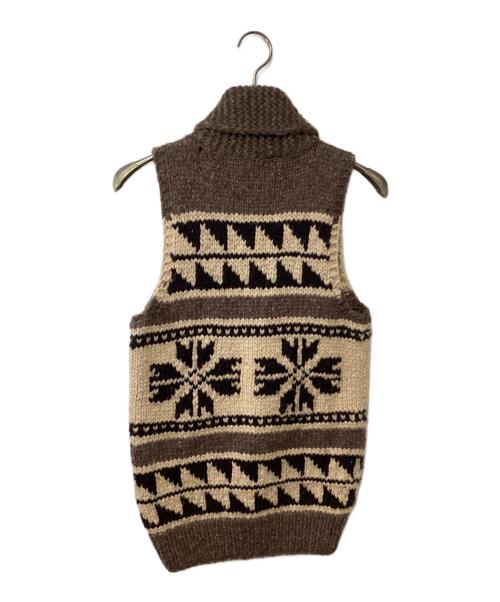 KANATA（カナタ）KANATA (カナタ) カウチンニットベスト ブラウン×ベージュ サイズ:記載なしの古着・服飾アイテム