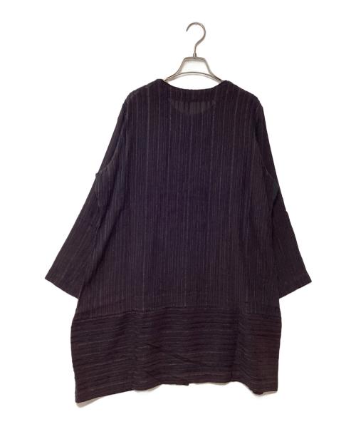 ISSEY MIYAKE HaaT（イッセイミヤケハート）ISSEY MIYAKE HaaT (イッセイミヤケハート) 長袖チュニックブラウス ブラウン×ネイビー サイズ:3の古着・服飾アイテム