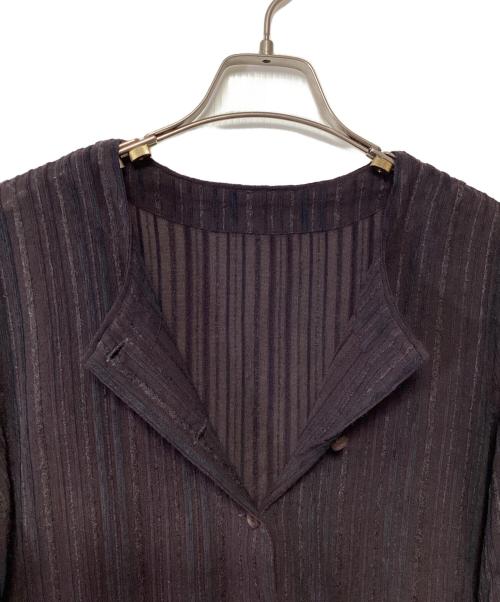 ISSEY MIYAKE HaaT（イッセイミヤケハート）ISSEY MIYAKE HaaT (イッセイミヤケハート) 長袖チュニックブラウス ブラウン×ネイビー サイズ:3の古着・服飾アイテム