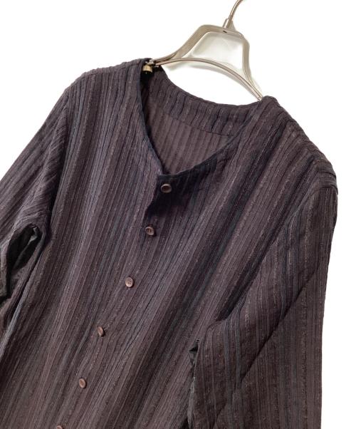 ISSEY MIYAKE HaaT（イッセイミヤケハート）ISSEY MIYAKE HaaT (イッセイミヤケハート) 長袖チュニックブラウス ブラウン×ネイビー サイズ:3の古着・服飾アイテム