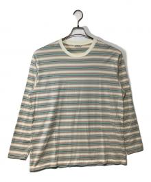 AURALEE（オーラリー）の古着「GRADIENT STRIPE JERSEY L/S TEE」｜ベージュ×グリーン