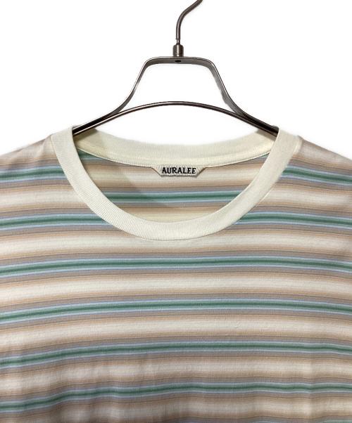 AURALEE（オーラリー）AURALEE (オーラリー) GRADIENT STRIPE JERSEY L/S TEE ベージュ×グリーン サイズ:4の古着・服飾アイテム