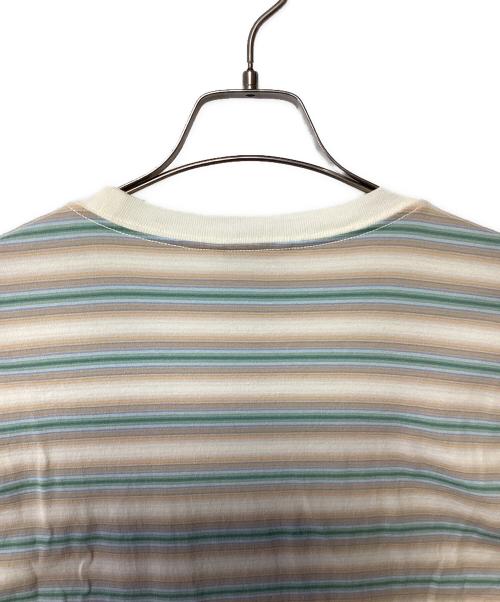 AURALEE（オーラリー）AURALEE (オーラリー) GRADIENT STRIPE JERSEY L/S TEE ベージュ×グリーン サイズ:4の古着・服飾アイテム
