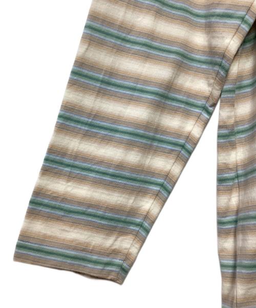 AURALEE（オーラリー）AURALEE (オーラリー) GRADIENT STRIPE JERSEY L/S TEE ベージュ×グリーン サイズ:4の古着・服飾アイテム