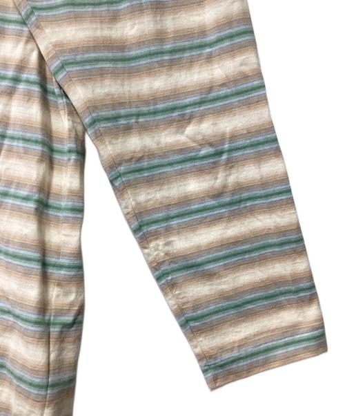 AURALEE（オーラリー）AURALEE (オーラリー) GRADIENT STRIPE JERSEY L/S TEE ベージュ×グリーン サイズ:4の古着・服飾アイテム
