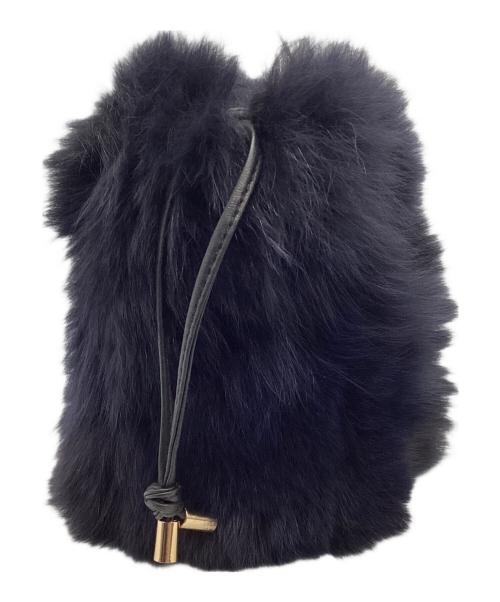 DRAWER（ドゥロワー）DRAWER (ドゥロワー) ファーポーチ ネイビーの古着・服飾アイテム