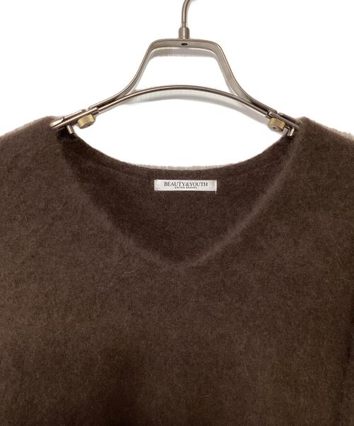 BEAUTY&YOUTH（ビューティーアンドユース）BEAUTY&YOUTH (ビューティーアンドユース) ヘアリーVネックニットプルオーバー ブラウン サイズ:記載なしの古着・服飾アイテム