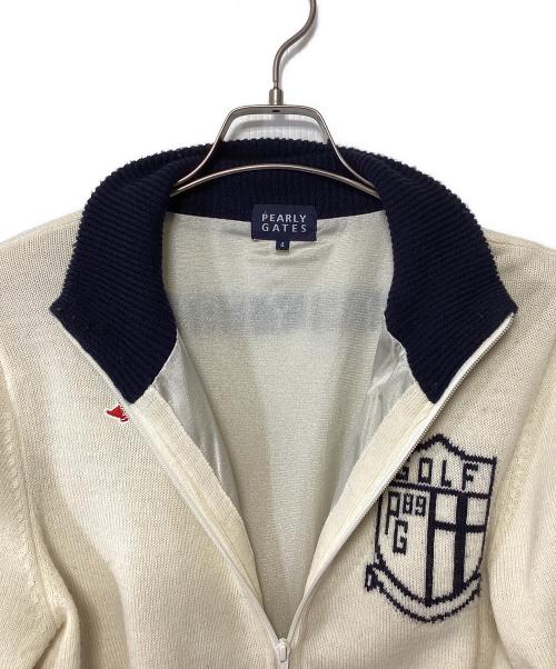 PEARLY GATES（パーリーゲイツ）PEARLY GATES (パーリーゲイツ) ニットジャケット アイボリー×ブラック サイズ:4の古着・服飾アイテム