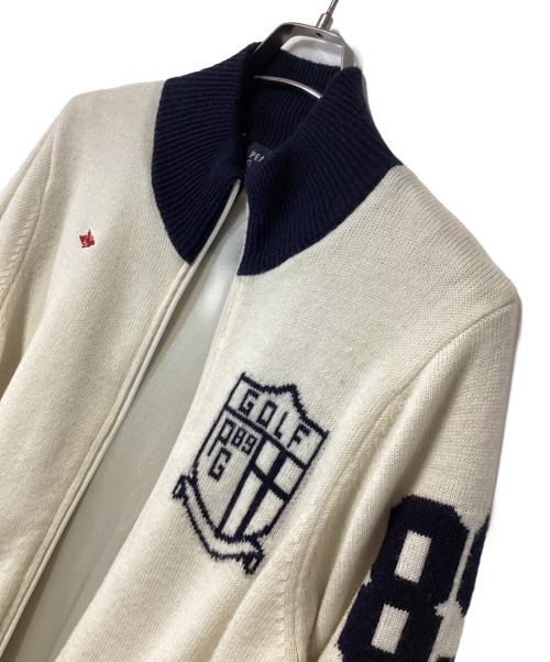 PEARLY GATES（パーリーゲイツ）PEARLY GATES (パーリーゲイツ) ニットジャケット アイボリー×ブラック サイズ:4の古着・服飾アイテム