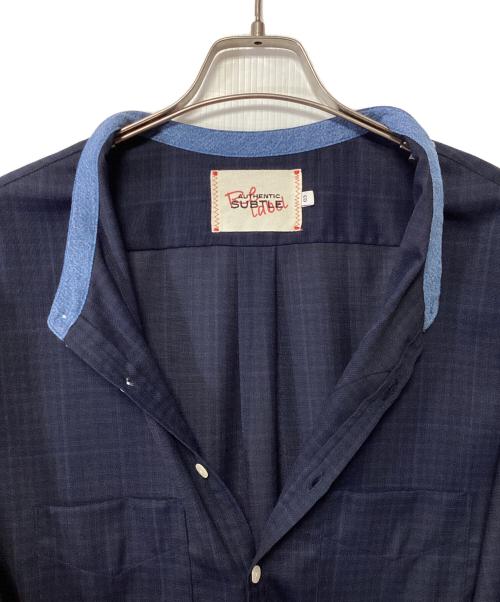 SUBTLE（サートル）SUBTLE (サートル) 長袖シャツ ネイビー×ブルー サイズ:03の古着・服飾アイテム