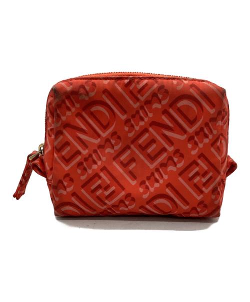 FENDI（フェンディ）FENDI (フェンディ) SKIMS (スキムス) メイクポーチ レッドの古着・服飾アイテム