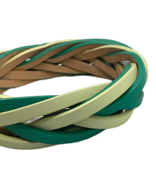 LOEWE（ロエベ）LOEWE (ロエベ) バイカラーブレイデッドバングル グリーン×ライトイエローの古着・服飾アイテム