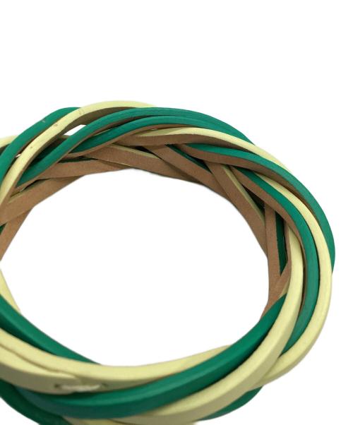 LOEWE（ロエベ）LOEWE (ロエベ) バイカラーブレイデッドバングル グリーン×ライトイエローの古着・服飾アイテム