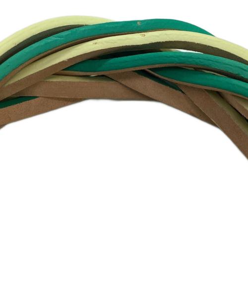 LOEWE（ロエベ）LOEWE (ロエベ) バイカラーブレイデッドバングル グリーン×ライトイエローの古着・服飾アイテム