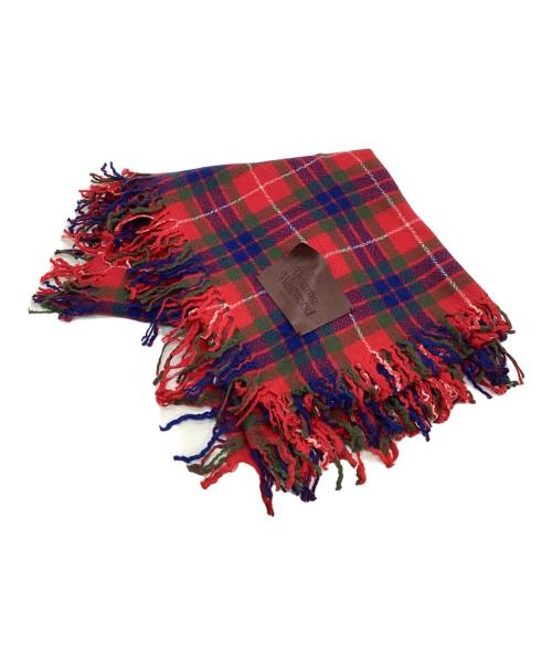 Vivienne Westwood（ヴィヴィアンウエストウッド）Vivienne Westwood (ヴィヴィアンウエストウッド) ストール レッド×ネイビーの古着・服飾アイテム
