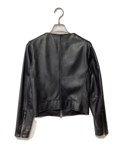 STUDIOUS（ステュディオス）STUDIOUS (ステュディオス) ノーカラーシングルライダースジャケット ブラックの古着・服飾アイテム