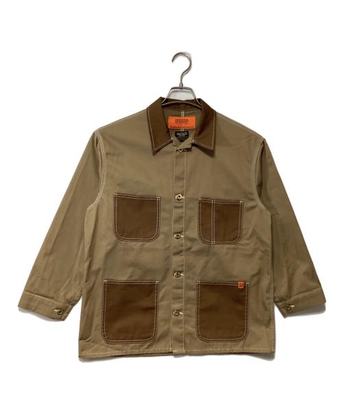 UNIVERSAL OVERALL（ユニバーサルオーバーオール）UNIVERSAL OVERALL (ユニバーサルオーバーオール) カバーオール ベージュ×ブラウン サイズ:Fの古着・服飾アイテム