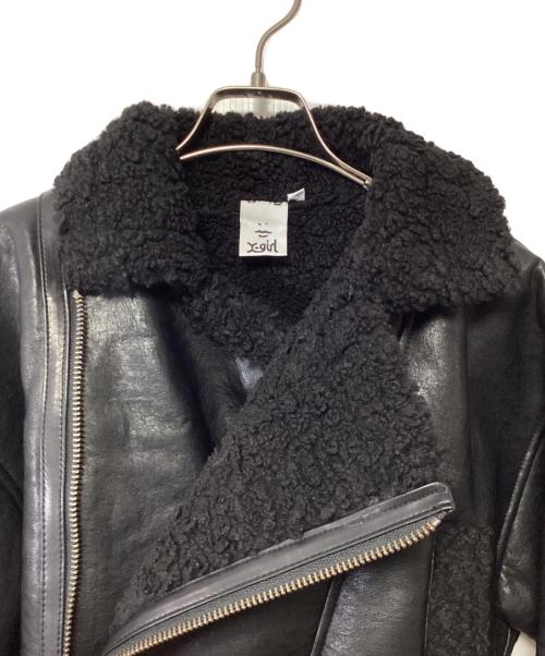 X-GIRL（エックスガール）X-GIRL (エックスガール) CROPPED FAUX MOUTON RIDER'S JACKET ブラック サイズ:Sの古着・服飾アイテム