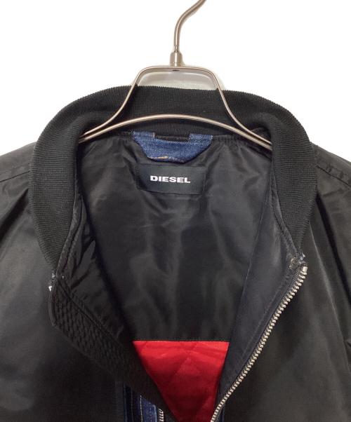 DIESEL（ディーゼル）DIESEL (ディーゼル) デニム切替MA-1ジャケット ブラック×ブルー サイズ:Sの古着・服飾アイテム