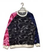 BAPE BY A BATHING APEベイプバイアベイシングエイプ）の古着「スウェット」｜ブラック×ホワイト×ピンク×ブルー