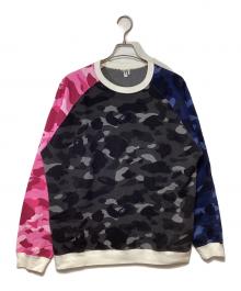 BAPE BY A BATHING APE（ベイプバイアベイシングエイプ）の古着「スウェット」｜ブラック×ホワイト×ピンク×ブルー