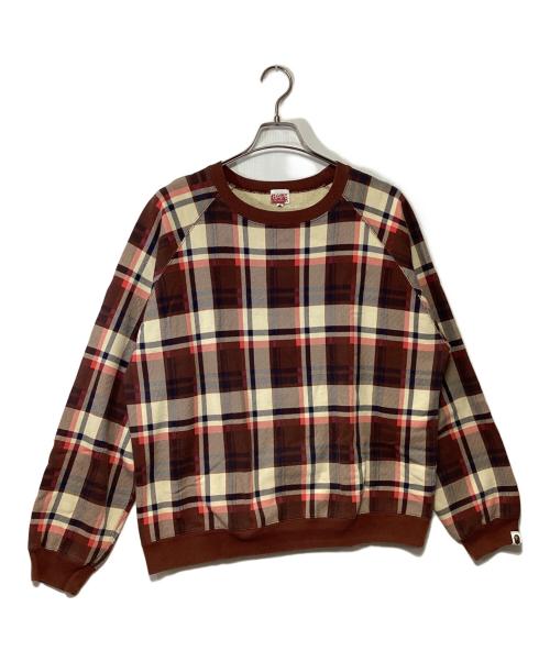 BAPE BY A BATHING APE（ベイプバイアベイシングエイプ）BAPE BY A BATHING APE (ベイプバイアベイシングエイプ) スウェット ブラウン×アイボリー サイズ:Lの古着・服飾アイテム