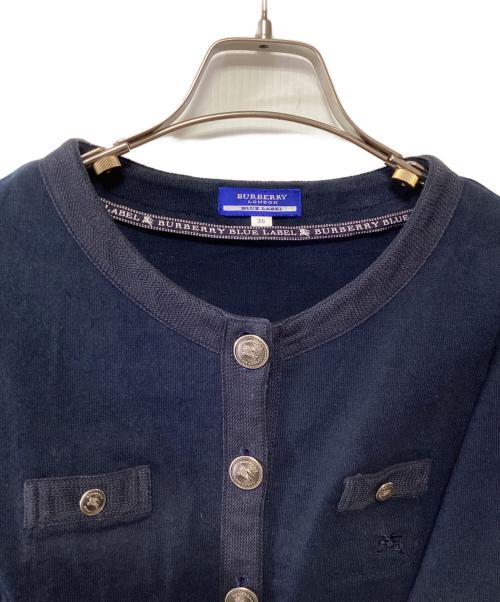 BURBERRY BLUE LABEL（バーバリー ブルー レーベル）BURBERRY BLUE LABEL (バーバリー ブルー レーベル) ノーカラージャケット ネイビー サイズ:38の古着・服飾アイテム