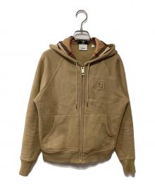 BURBERRY（バーバリー）の古着「Letter Graphic Cotton Blend Zip Hoodie」｜ベージュ