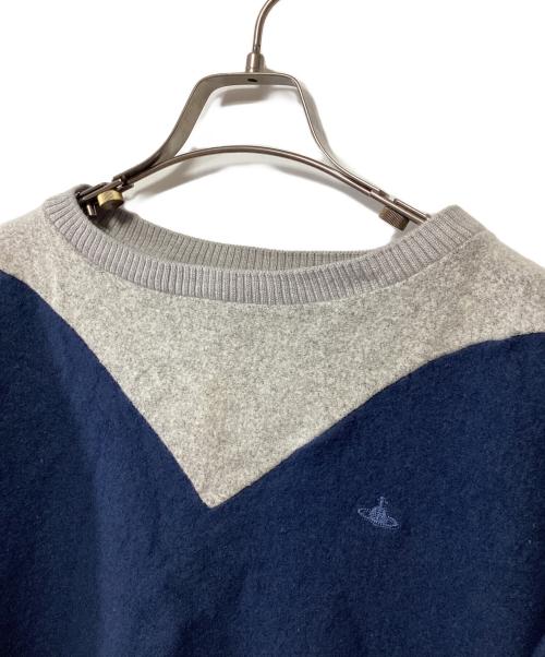 Vivienne Westwood RED LABEL（ヴィヴィアンウエストウッドレッドレーベル）Vivienne Westwood RED LABEL (ヴィヴィアンウエストウッドレッドレーベル) 刺繍ニット ネイビー×グレー サイズ:2の古着・服飾アイテム