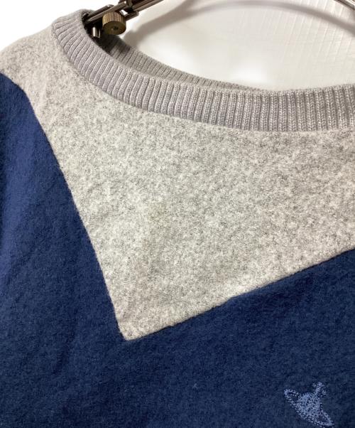 Vivienne Westwood RED LABEL（ヴィヴィアンウエストウッドレッドレーベル）Vivienne Westwood RED LABEL (ヴィヴィアンウエストウッドレッドレーベル) 刺繍ニット ネイビー×グレー サイズ:2の古着・服飾アイテム