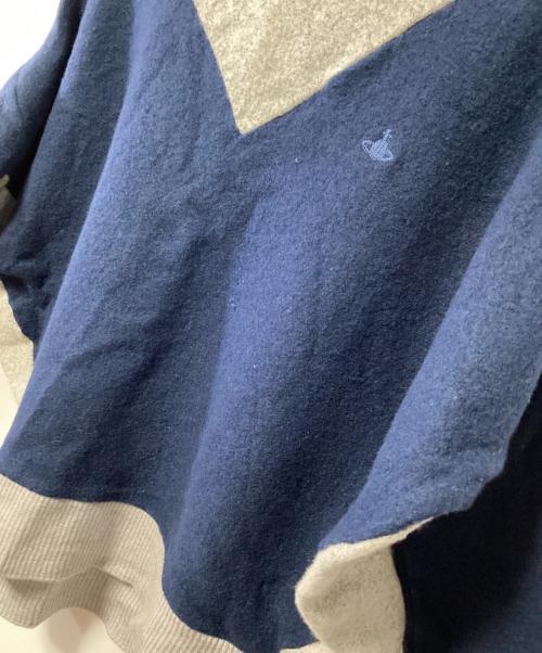 Vivienne Westwood RED LABEL（ヴィヴィアンウエストウッドレッドレーベル）Vivienne Westwood RED LABEL (ヴィヴィアンウエストウッドレッドレーベル) 刺繍ニット ネイビー×グレー サイズ:2の古着・服飾アイテム