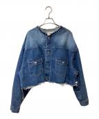 etsintaエシンタ）の古着「バックフリルデニムジャケット」｜ブルー