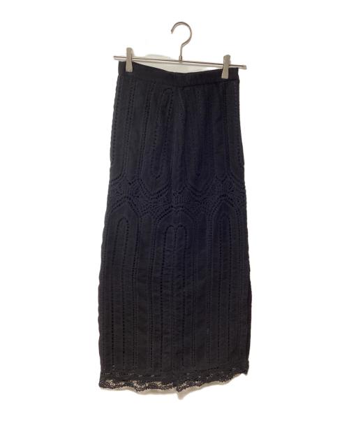 Ameri（アメリ）Ameri (アメリ) スエードエンブロイダリーレーススカート ブラック サイズ:Mの古着・服飾アイテム