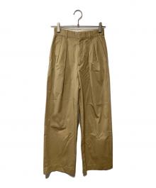 MACPHEE（マカフィー）の古着「コットンチノタックワイドパンツ」｜ベージュ