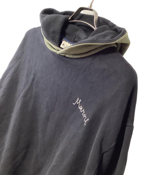 MARNI（マルニ）MARNI (マルニ) プルオーバーパーカー ブラック×カーキ サイズ:48の古着・服飾アイテム