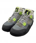 NIKEナイキ）の古着「AIR JORDAN 4 RETRO」｜グレー×ブラック×ネオンイエロー