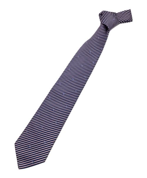 HERMES（エルメス）HERMES (エルメス) シルクネクタイ ネイビー×ピンク サイズ:記載無しの古着・服飾アイテム