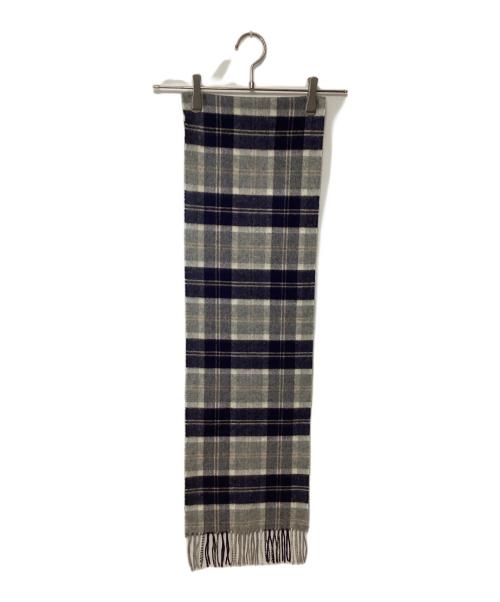 JOHNSTONS OF ELGIN（ジョンストンズオブエルガン）JOHNSTONS OF ELGIN (ジョンストンズオブエルガン) カシミヤマフラー ネイビー×グレーの古着・服飾アイテム