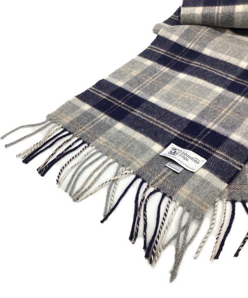 JOHNSTONS OF ELGIN（ジョンストンズオブエルガン）JOHNSTONS OF ELGIN (ジョンストンズオブエルガン) カシミヤマフラー ネイビー×グレーの古着・服飾アイテム