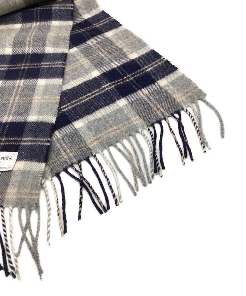 JOHNSTONS OF ELGIN（ジョンストンズオブエルガン）JOHNSTONS OF ELGIN (ジョンストンズオブエルガン) カシミヤマフラー ネイビー×グレーの古着・服飾アイテム