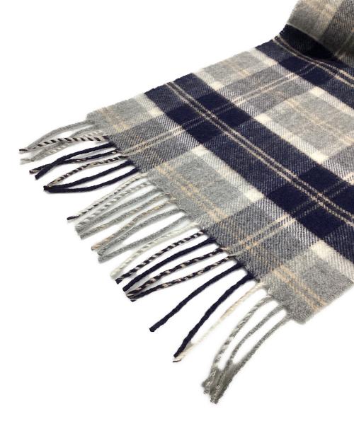 JOHNSTONS OF ELGIN（ジョンストンズオブエルガン）JOHNSTONS OF ELGIN (ジョンストンズオブエルガン) カシミヤマフラー ネイビー×グレーの古着・服飾アイテム