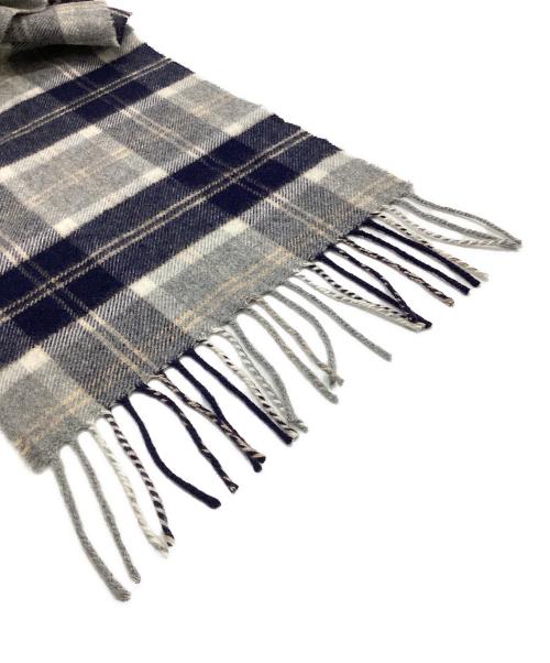 JOHNSTONS OF ELGIN（ジョンストンズオブエルガン）JOHNSTONS OF ELGIN (ジョンストンズオブエルガン) カシミヤマフラー ネイビー×グレーの古着・服飾アイテム