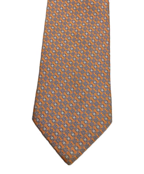 HERMES（エルメス）HERMES (エルメス) シルクネクタイ オレンジ×グレー サイズ:記載なしの古着・服飾アイテム