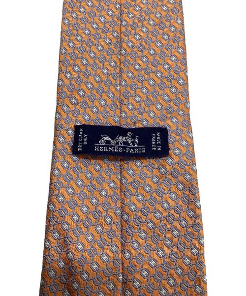 HERMES（エルメス）HERMES (エルメス) シルクネクタイ オレンジ×グレー サイズ:記載なしの古着・服飾アイテム