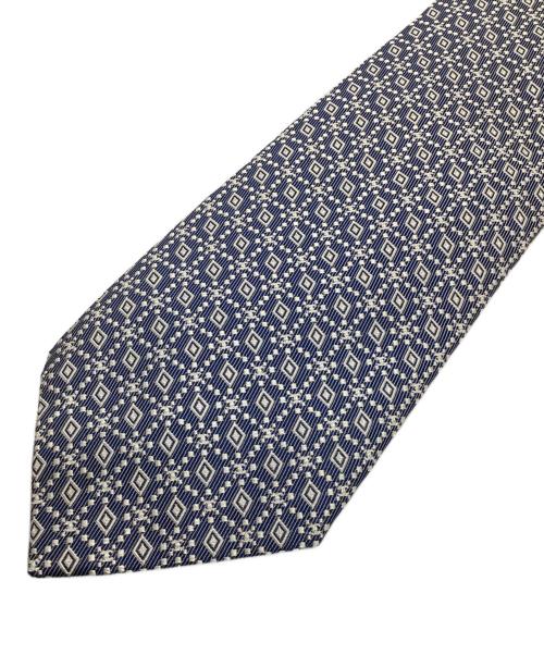 CHANEL（シャネル）CHANEL (シャネル) シルクネクタイ ネイビー×アイボリー サイズ:記載無しの古着・服飾アイテム