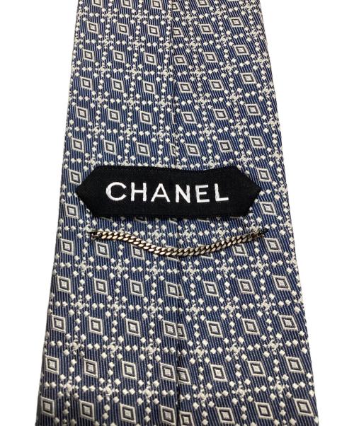CHANEL（シャネル）CHANEL (シャネル) シルクネクタイ ネイビー×アイボリー サイズ:記載無しの古着・服飾アイテム