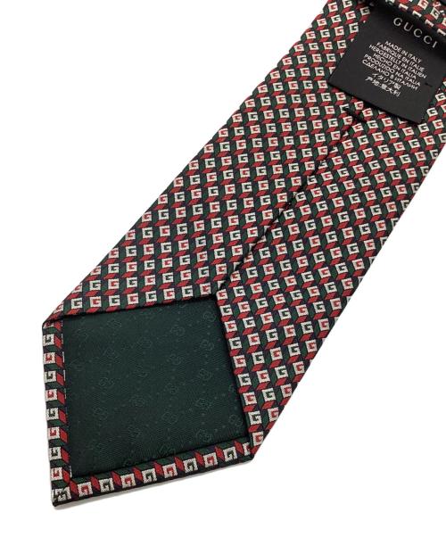 GUCCI（グッチ）GUCCI (グッチ) シルクネクタイ レッド×グリーン サイズ:記載無しの古着・服飾アイテム