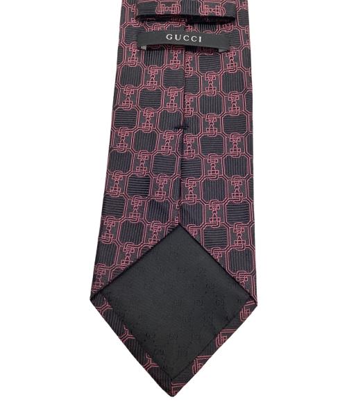 GUCCI（グッチ）GUCCI (グッチ) シルクネクタイ ブラック×ピンク サイズ:記載なしの古着・服飾アイテム