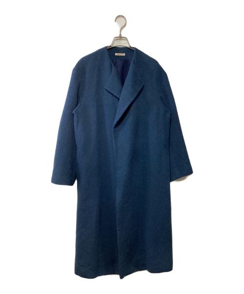 AURALEE（オーラリー）AURALEE (オーラリー) ベビーアルパカノーカラーコート ブルーの古着・服飾アイテム