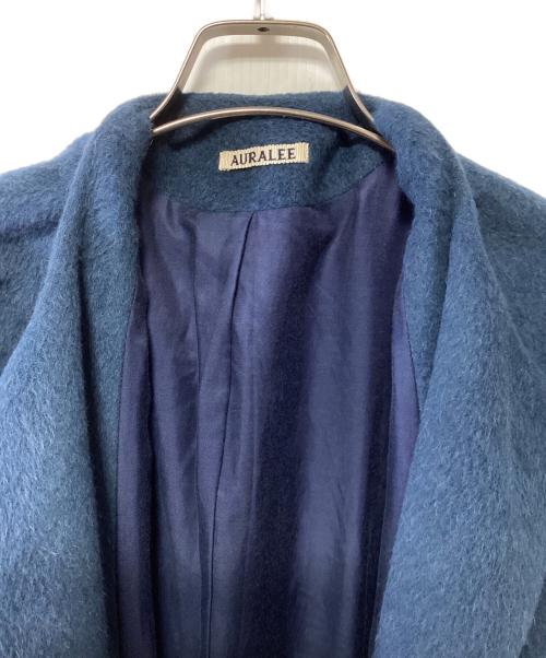 AURALEE（オーラリー）AURALEE (オーラリー) ベビーアルパカノーカラーコート ブルーの古着・服飾アイテム